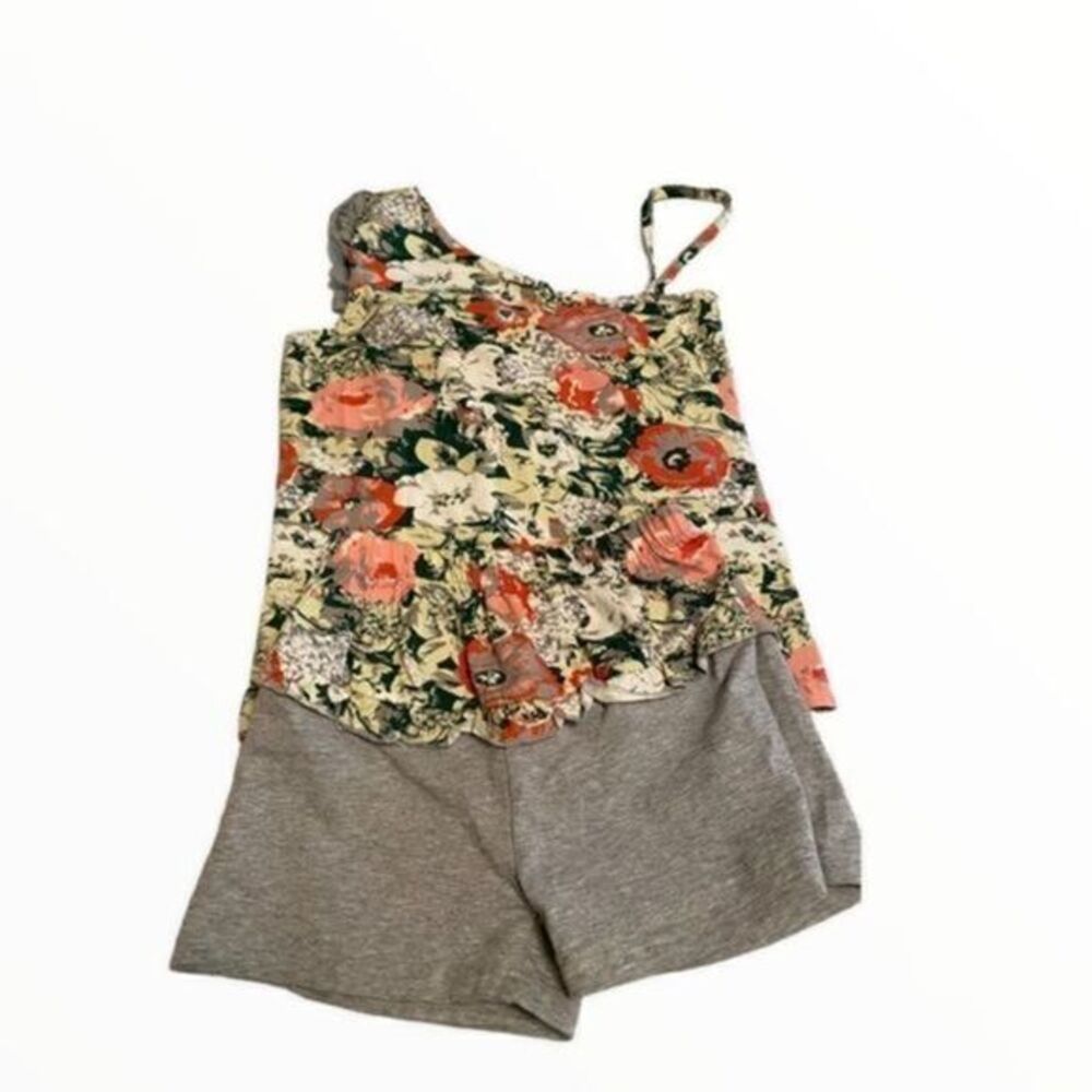 Little Girls Shorts Set Flower Sleeveless